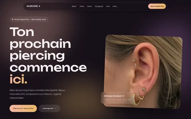 Capture du site Aurore Piercing