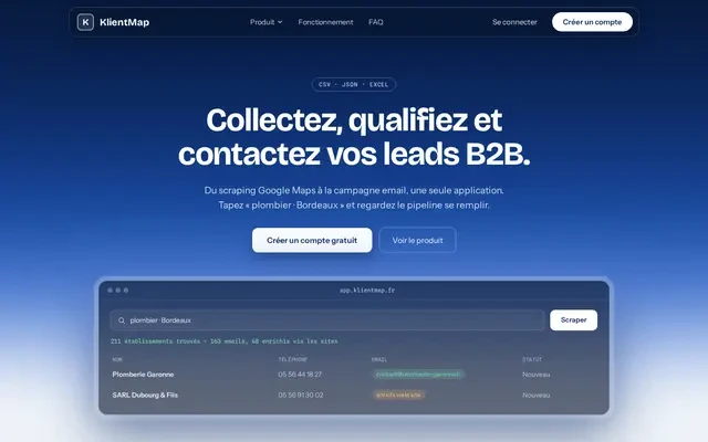 Capture du site KlientMap