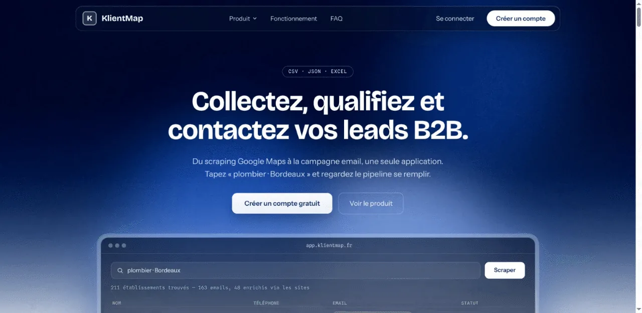 Le site de KlientMap