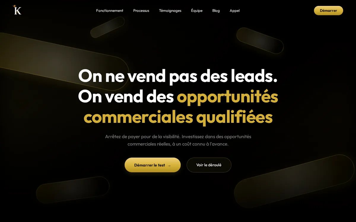 Vue du site KingdomAds · Marketwins sur ordinateur